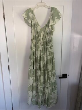 rachel zoe green and white dress | Dresses | Rachel Zoe Tropical Print Maxi With Multicolor Motifs Mercari